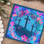 Ostern Drei Kreuze Hübsche Blumeninspirivität Mitteilungskarte