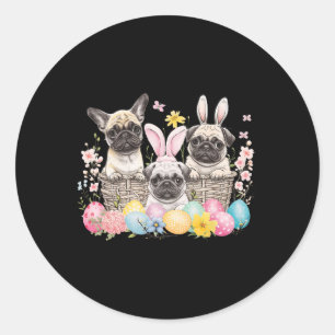 Ostern Drei Mops Niedlich Ostern Sonniges Ozean Ku Runder Aufkleber