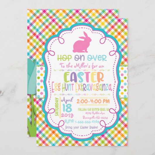 Ostern Ei-Jagd Extravaganza Ostern Party Bellinzon Einladung (Vorne/Hinten)