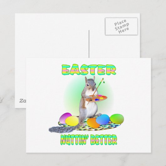 Ostern-Eichhörnchen Feiertagspostkarte (Vorne/Hinten)