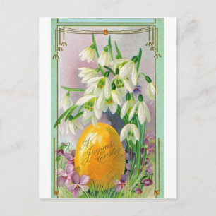 OSTERN EIER UND SCHNEEGLOCKEN BLUMEN GRÜSSE FEIERTAGSPOSTKARTE