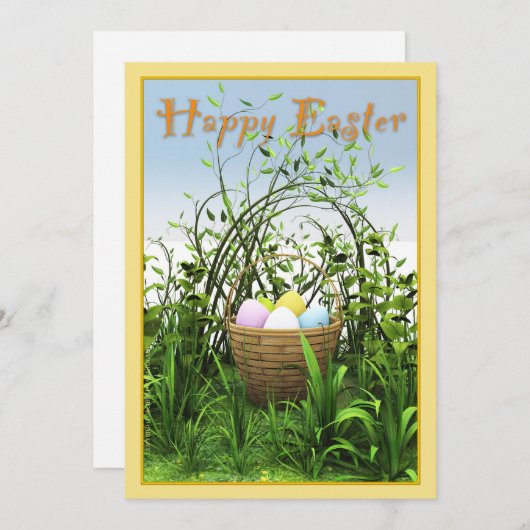 Ostern - Ein Eierkorb auf der Wiese Ankündigung (Vorne/Hinten)
