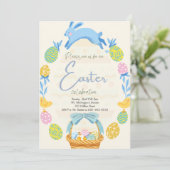 Ostern Einladung Brunch Egg Hunt Bunny Rabbit (Stehend Vorderseite)