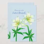 Ostern Einladung Brunch Tee Lily Blume Blau (Vorne/Hinten)