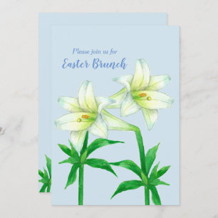 Ostern Einladung Brunch Tee Lily Blume Blau