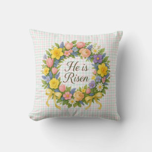 Ostern Er ist auferstanden bunte Blumenpastell Kissen