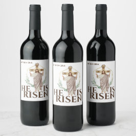 Ostern Er ist auferstanden Jesus Holzkreuz Bibel Weinetikett