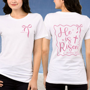Ostern Er ist Risen Coquette Bow Matthew 28:6 Rosa Tri-Blend Shirt