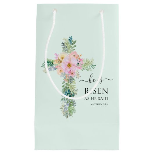 Ostern Er ist Risen Greenery Wasserfarbenkreuz Kleine Geschenktüte (Vorderseite)