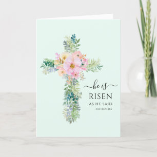 Ostern Er ist Risen Greenery Watercolor Cross Feiertagskarte