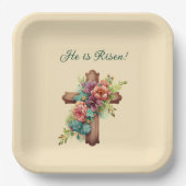 Ostern "Er ist Risen" mit individualisierbaren Inn Pappteller (Vorderseite)