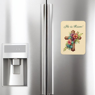 Ostern "Er ist Riser" Blumenkreuz Magnet