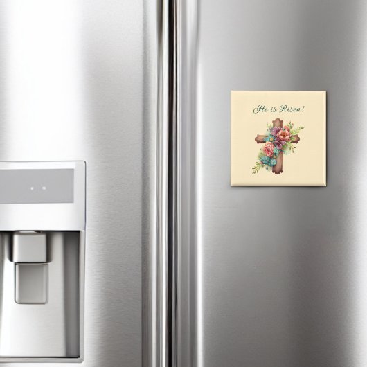 Ostern "Er ist Riser" Blumenkreuz Magnet
