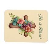 Ostern "Er ist Riser" Blumenkreuz Magnet (Horizontal)