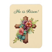 Ostern "Er ist Riser" Blumenkreuz Magnet (Vertikal)