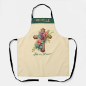 Ostern "Er ist Riser" Blumenkreuz Schürze (Vorderseite)