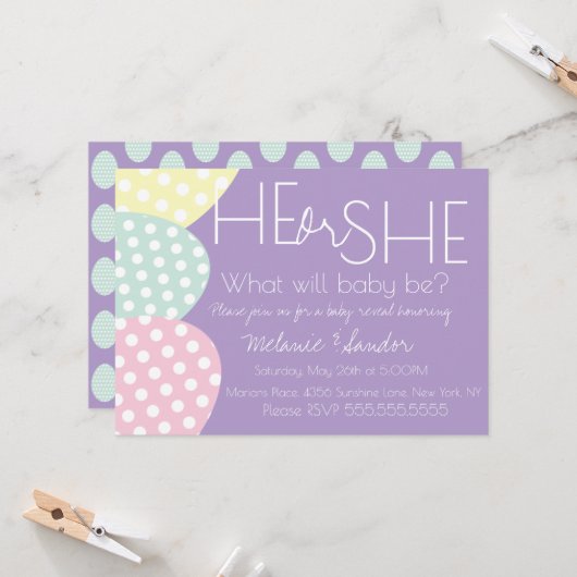 Ostern Er oder Sie Baby Reveal Baby Shower Einladung (Vorderseite/Rückseite Beispiel)