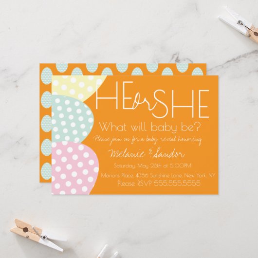 Ostern Er oder Sie Baby Reveal Baby Shower Einladung (Vorderseite/Rückseite Beispiel)