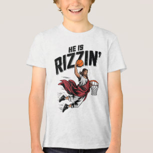 Ostern Er Rizzen Jesus Basketball Christlich Sie Tri-Blend Shirt