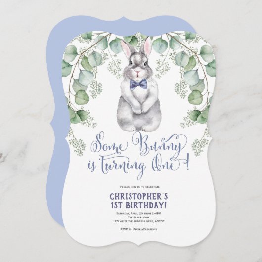 Ostern, etwas Hase ist eins, 1. Geburtstag Einladung (Vorne/Hinten)