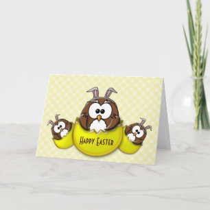Ostern-Eule - Gelb Feiertagskarte