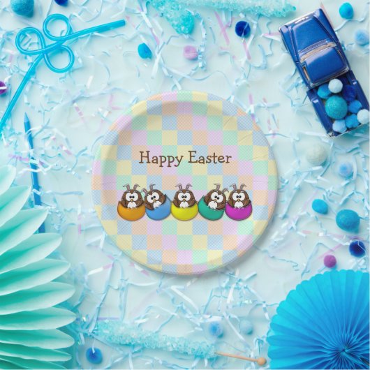 Ostern-Eule - Regenbogen Pappteller (Party)