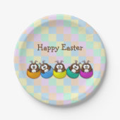 Ostern-Eule - Regenbogen Pappteller (Vorderseite)