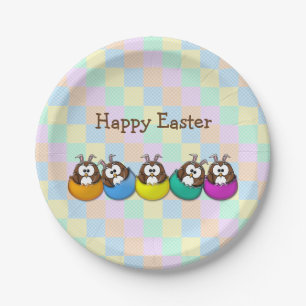 Ostern-Eule - Regenbogen Pappteller