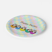 Ostern-Eule - Regenbogen Pappteller (Schrägansicht)