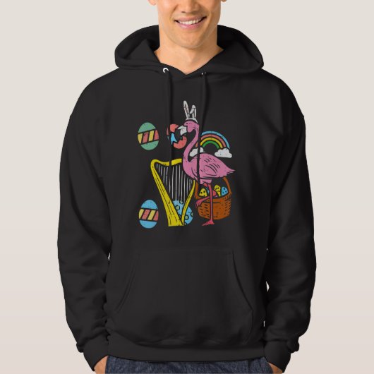 Ostern Flamingo Bunny Ears Eggs Harp Niedlich Wome Hoodie (Vorderseite)