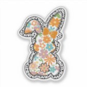 Ostern Floral Bunny Leopard Grenze glücklich Oster Aufkleber (Vorderseite)