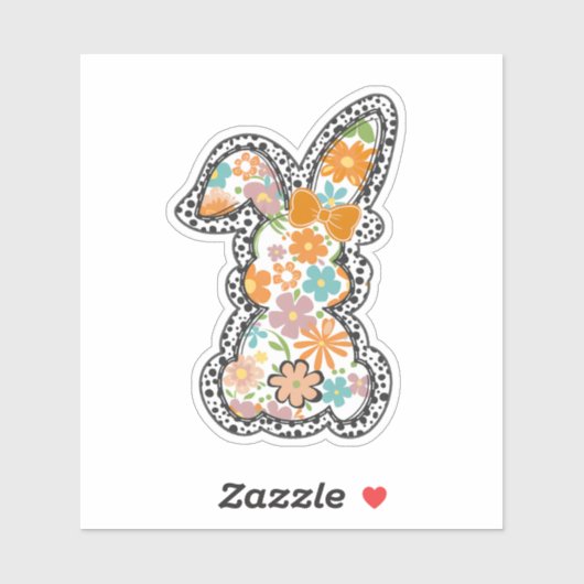 Ostern Floral Bunny Leopard Grenze glücklich Oster Aufkleber (Blatt)