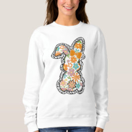 Ostern Floral Bunny Leopard Grenze glücklich Oster Sweatshirt