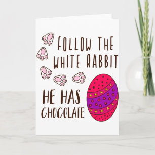 Ostern Folge dem weißen Kaninchen Lustiges Humorvo Karte