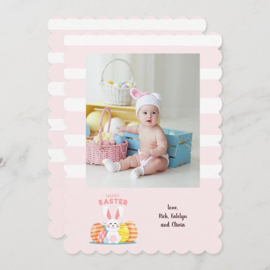 Ostern-Foto mit Häschen-Karte Einladung (Vorne/Hinten)