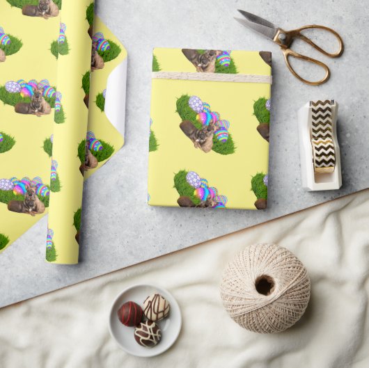Ostern französische Bulldogge Geschenkpapier (Kunsthandwerk)