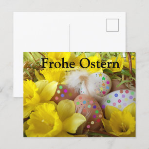 ostern,frohe ostern,eier,bunte ostereier postkarte
