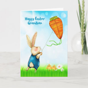 Ostern für Grandson Rabbit Flying Carrot Kite Feiertagskarte