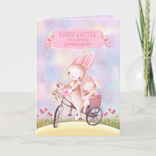 Ostern für Patentöchter Häschen auf einem Fahrrad Karte