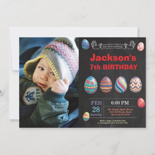 Ostern Geburtstag Junge Ostereier Foto Geburtstag Einladung (Vorderseite)