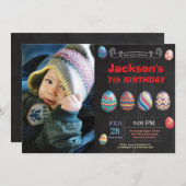 Ostern Geburtstag Junge Ostereier Foto Geburtstag Einladung (Vorne/Hinten)