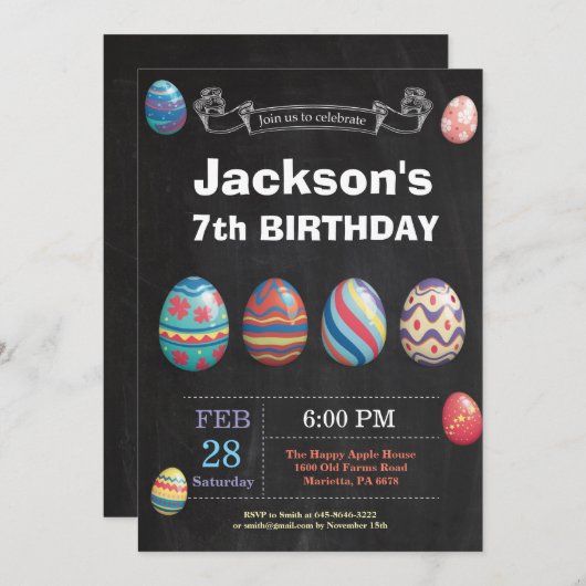 Ostern Geburtstag Junge Ostereier Geburtstag Einladung (Vorne/Hinten)