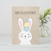 Ostern Geburtstag niedlicher Hasen und Eier (Stehend Vorderseite)