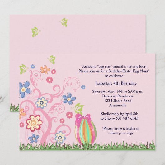 Ostern-Geburtstags-Party Einladung (Vorne/Hinten)