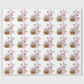 Ostern-Geschenk-Verpackung/Häschen mit Korb mit Geschenkpapier (Flach)
