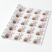 Ostern-Geschenk-Verpackung/Häschen mit Korb mit Geschenkpapier (Ungerollt)