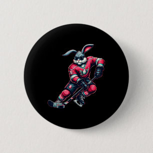 Ostern glückliche Kinder Jungen Hase spielt Hockey Button