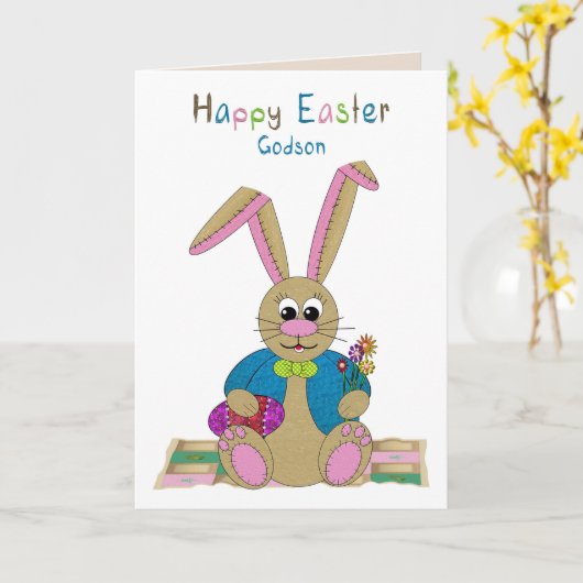 Ostern, Godson, Osterhase Karte (Gelbe Blume)
