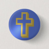 Ostern Golden Christlich Religious Cross Iris Blue Button (Vorderseite)