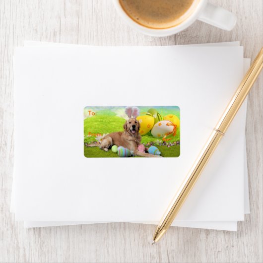 Ostern - Goldene Retriever - Frank Adressaufkleber (Insitu)